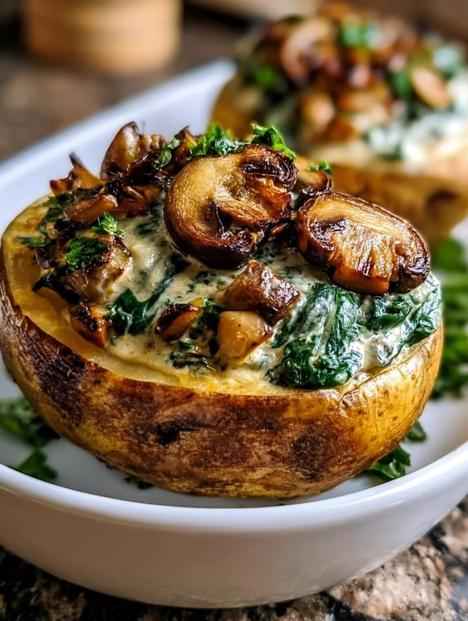Ofenkartoffeln mit Pilz-Spinat-Füllung