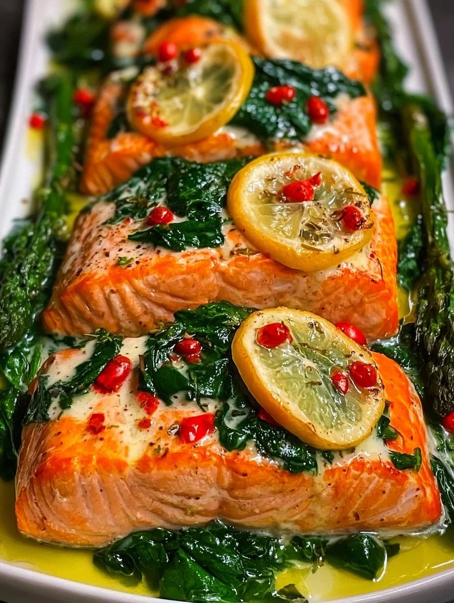 Ofenlachs mit Spinat