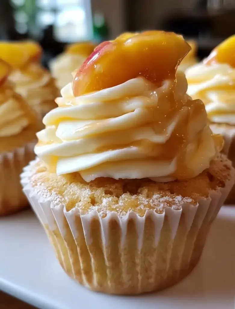 Pfirsich-Honig-Cupcakes auf einem hübschen Teller serviert