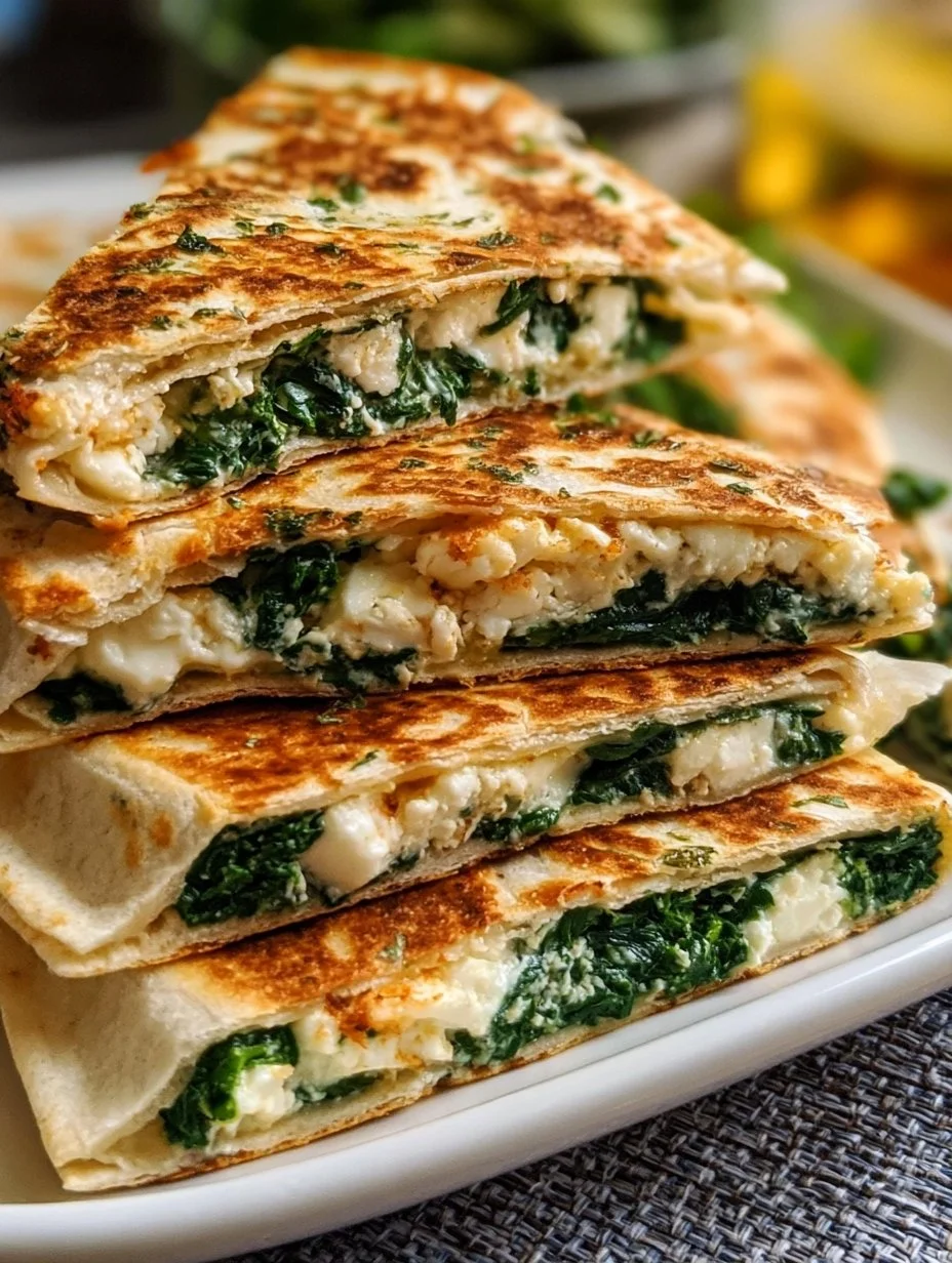 Protein-rich spinach feta quesadillas