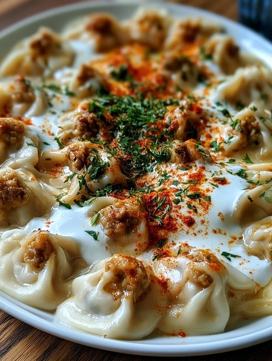 Türkische Manti mit Hackfleischfüllung und Joghurt-Soße