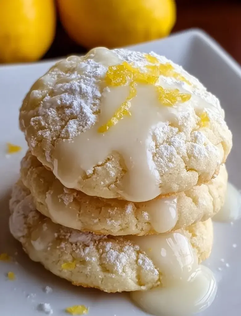 Zitronen Ricotta Kekse frisch gebacken auf einem Teller