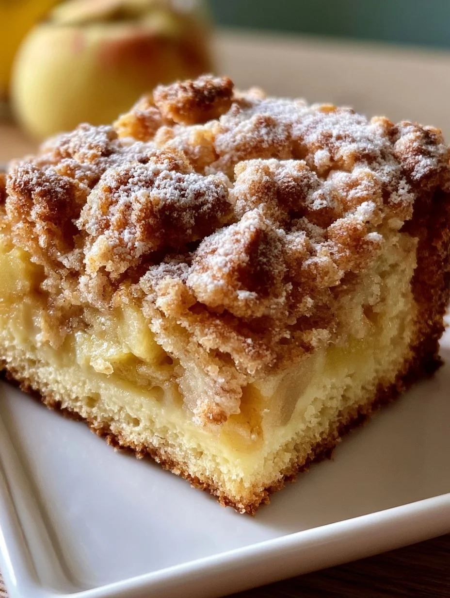 Apfel Pudding Kuchen mit Streusel
