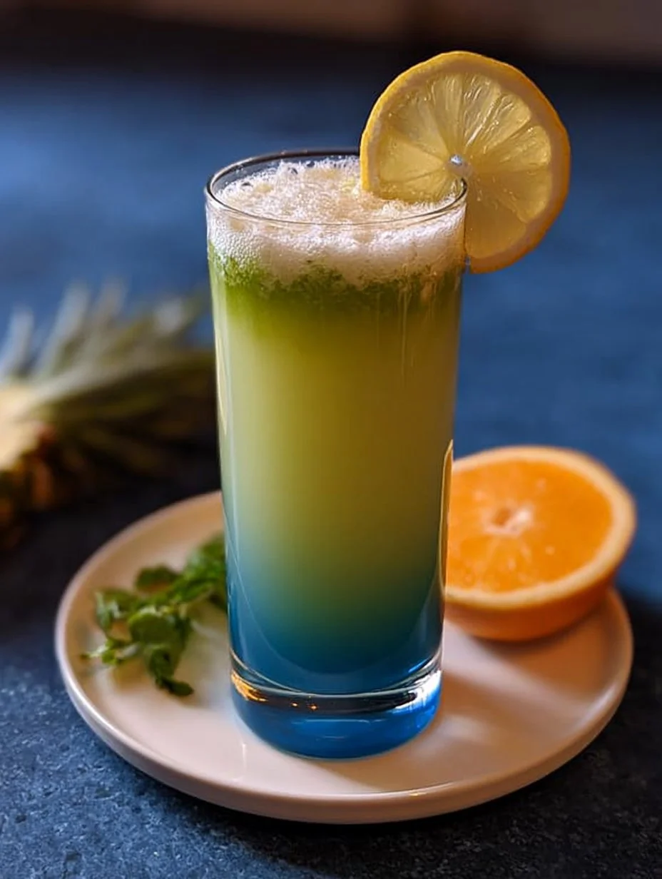 Ein erfrischender Baltischer Cocktail mit bunten Zutaten in einem eleganten Glas.