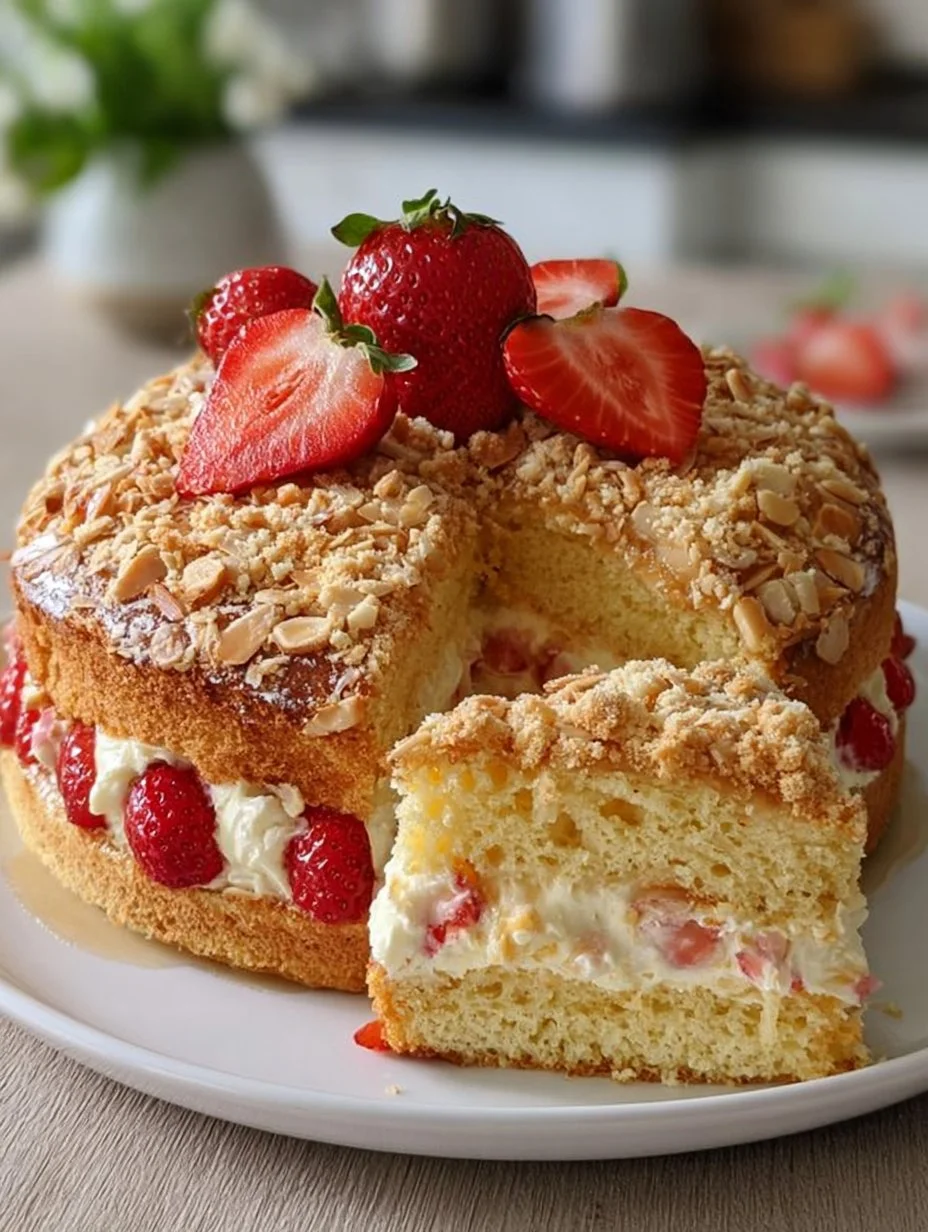 Bienenstich mit Erdbeeren