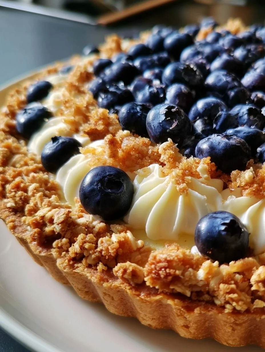 Blaubeer-Tarte mit Vanille-Schmand und Streuseln