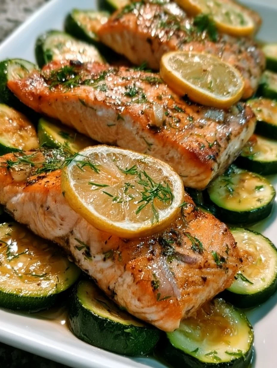 Gebratener Lachs mit Zucchini
