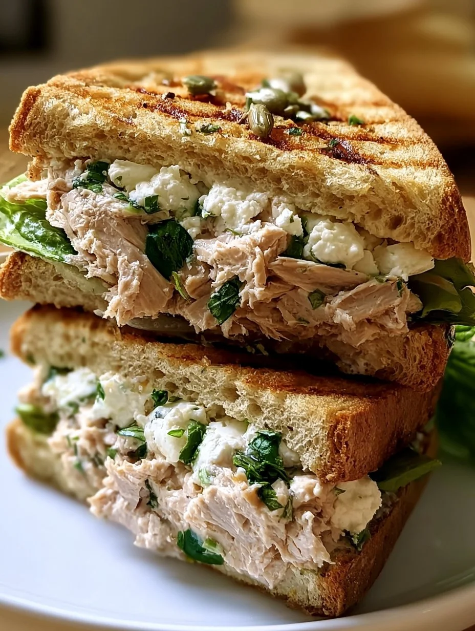 Gegrilltes Thunfisch- Sandwich mit Feta