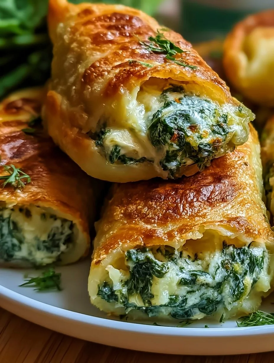 Leckere Kartoffeltaschen gefüllt mit Spinat und Frischkäse auf einem Teller