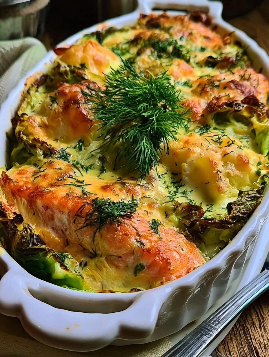 Ein leckerer Lachs-Spitzkohl-Auflauf aus frischen Zutaten.
