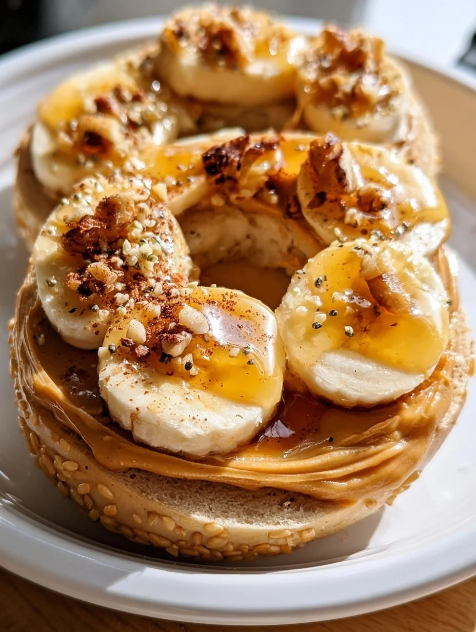 Leckerer Bagel mit Erdnussbutter, Banane &amp; Honig Rezept