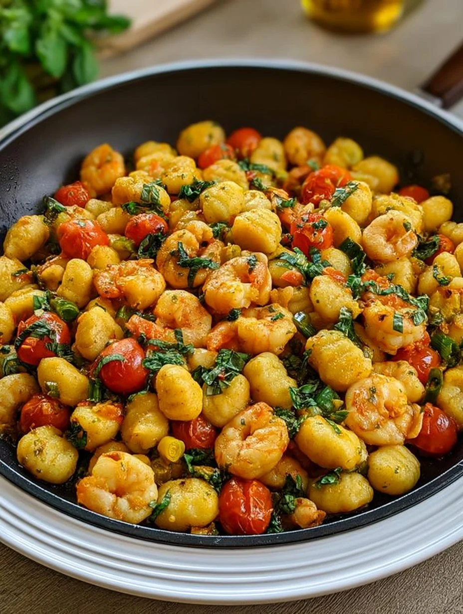 One Pot Gnocchi mit Garnelen
