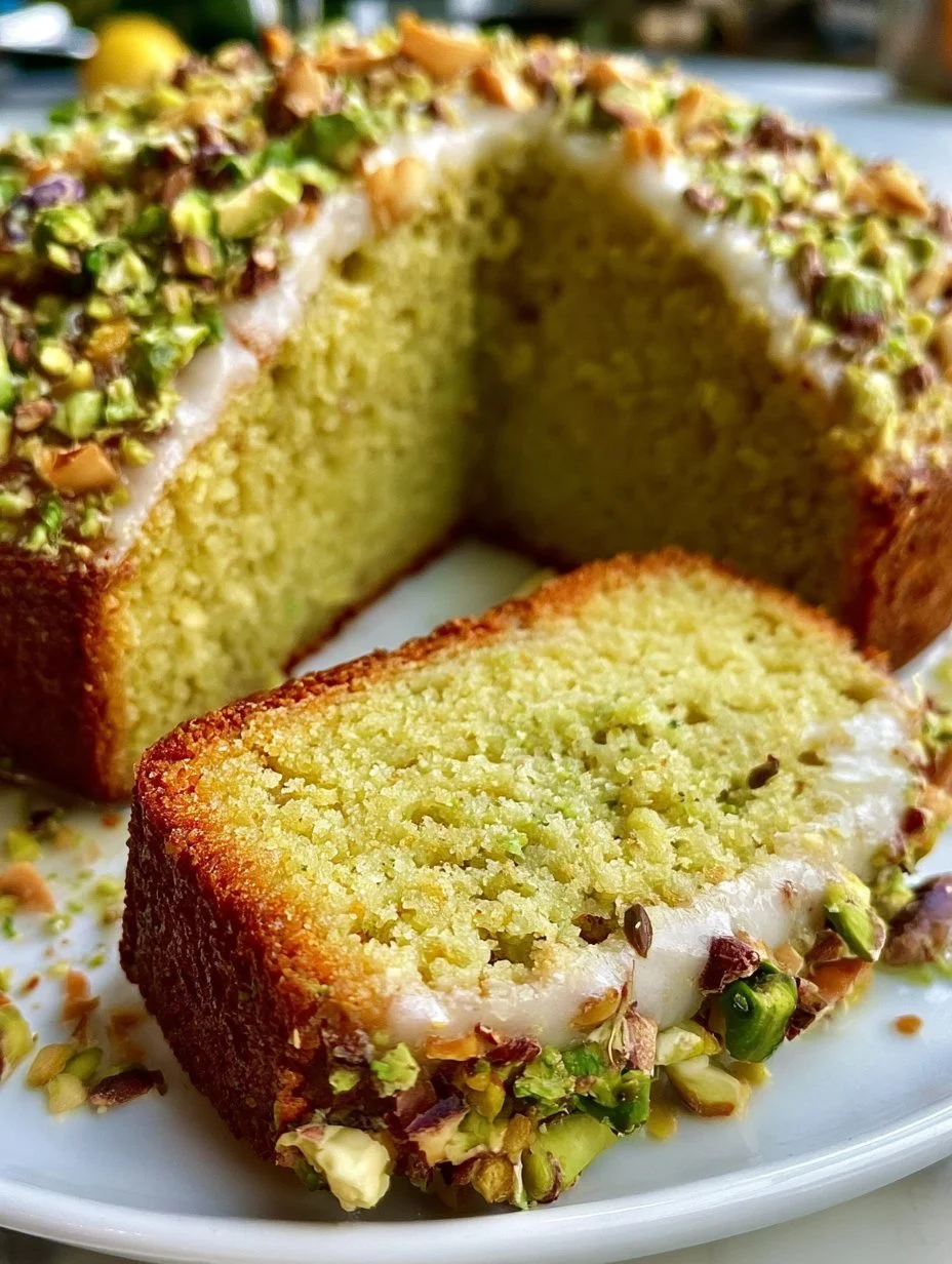 Pistazienkuchen mit Zitrone und Mandeln