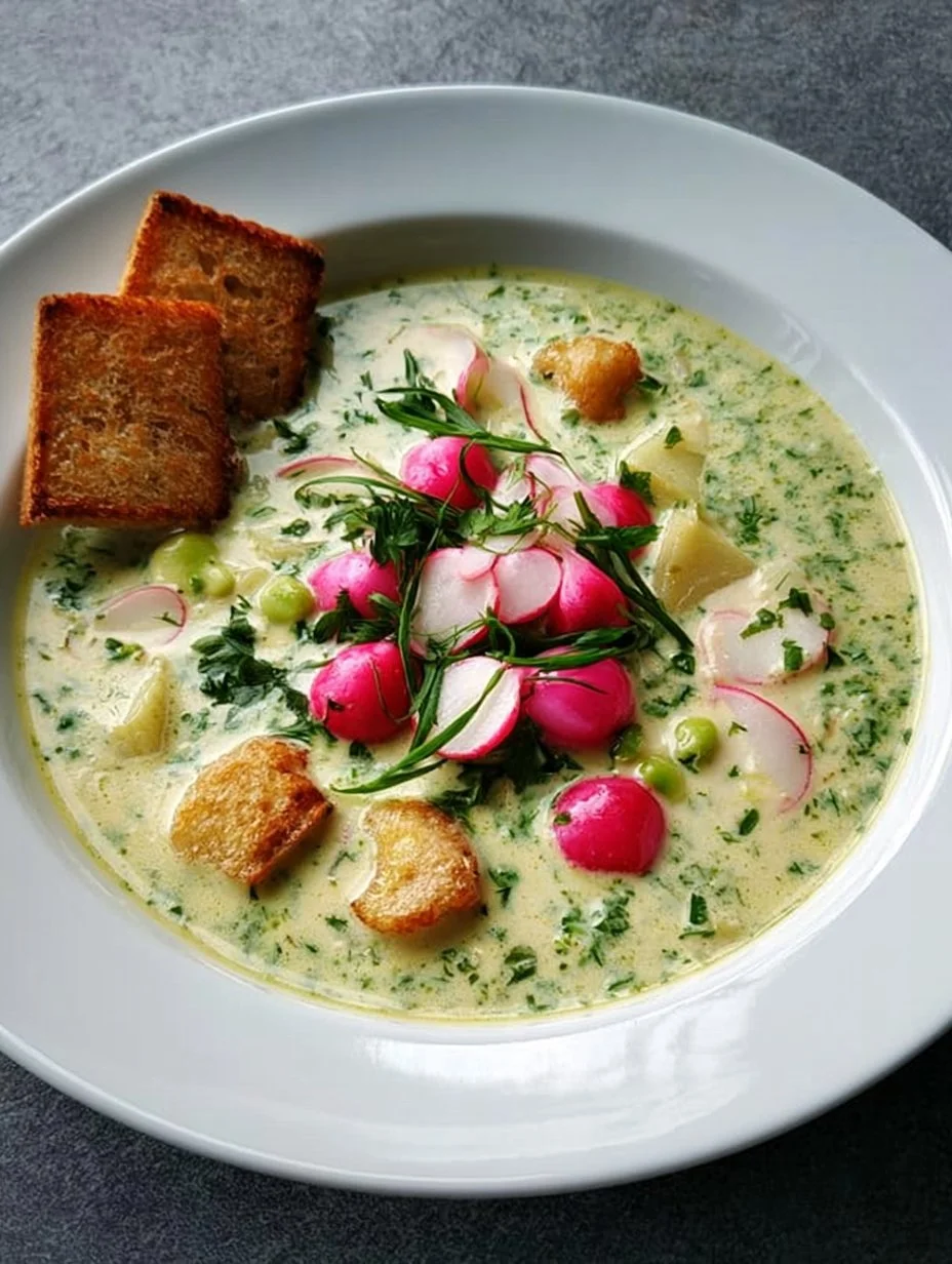 Radieschensuppe mit Ziegenfrischkäse