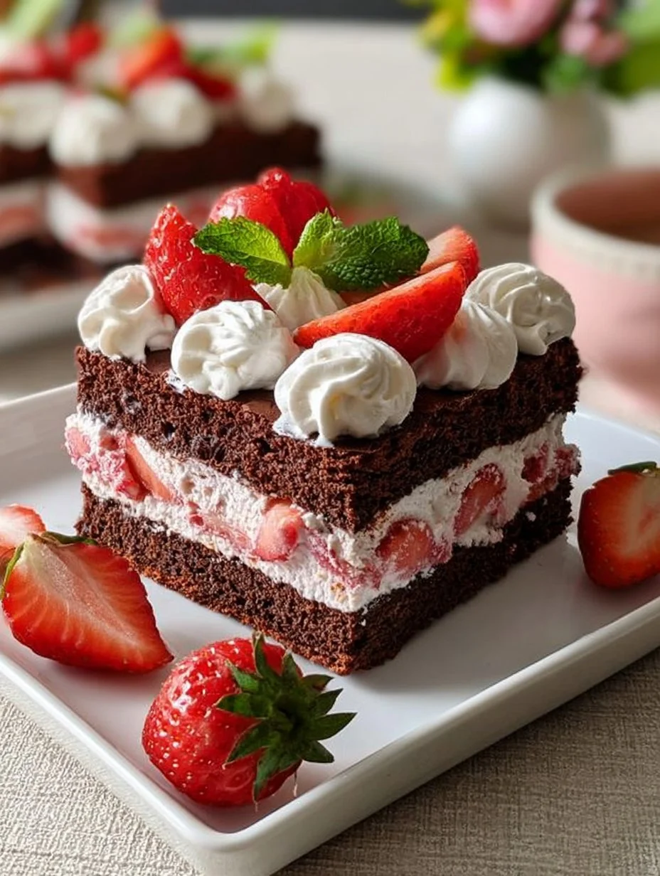 Schokoschnitten mit Erdbeercreme