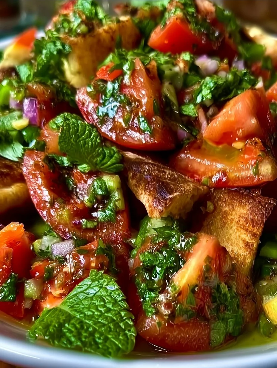 Erfrischender Tomaten Pita Salat mit frischen Zutaten und Dressing
