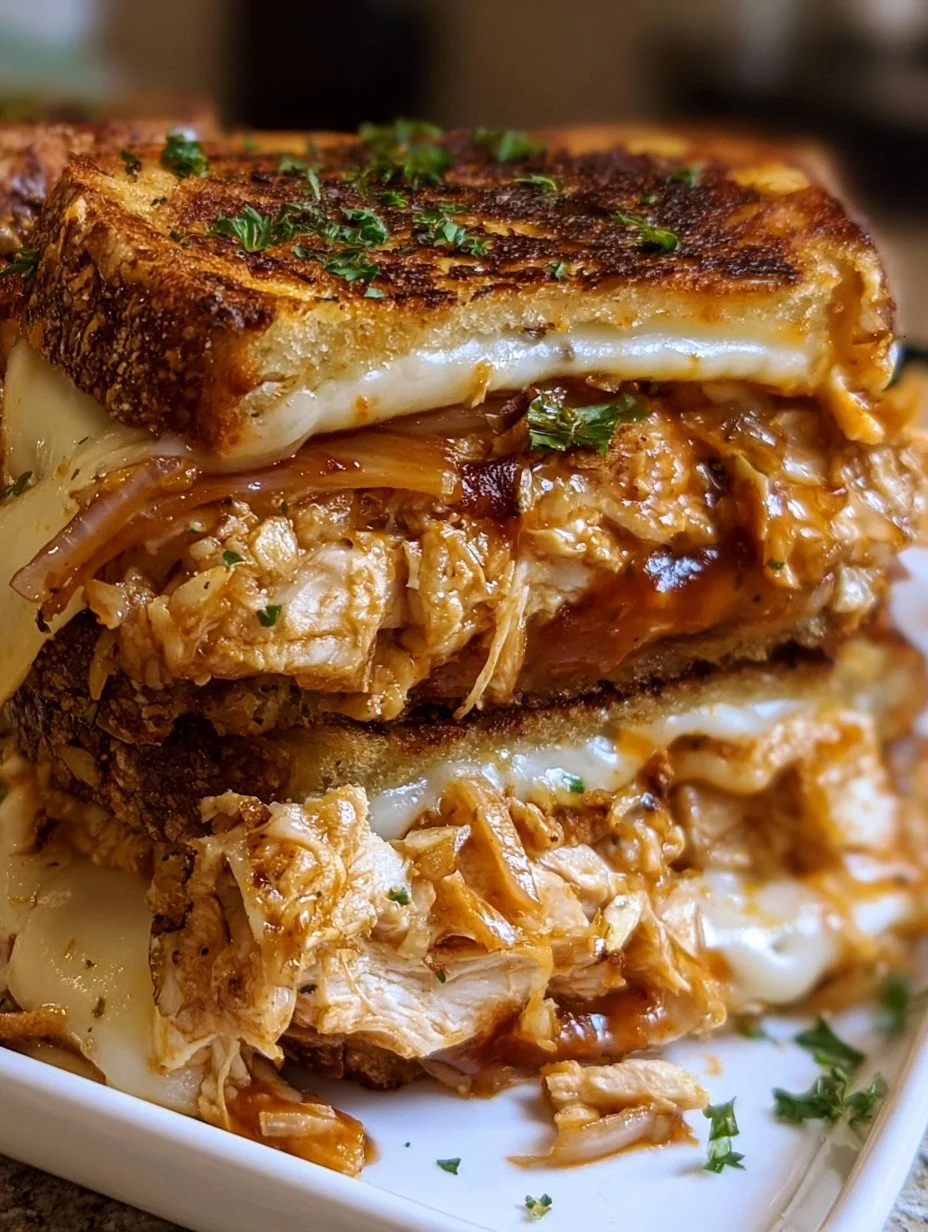 BBQ-Hühnchen Grilled Cheese-Sandwiches