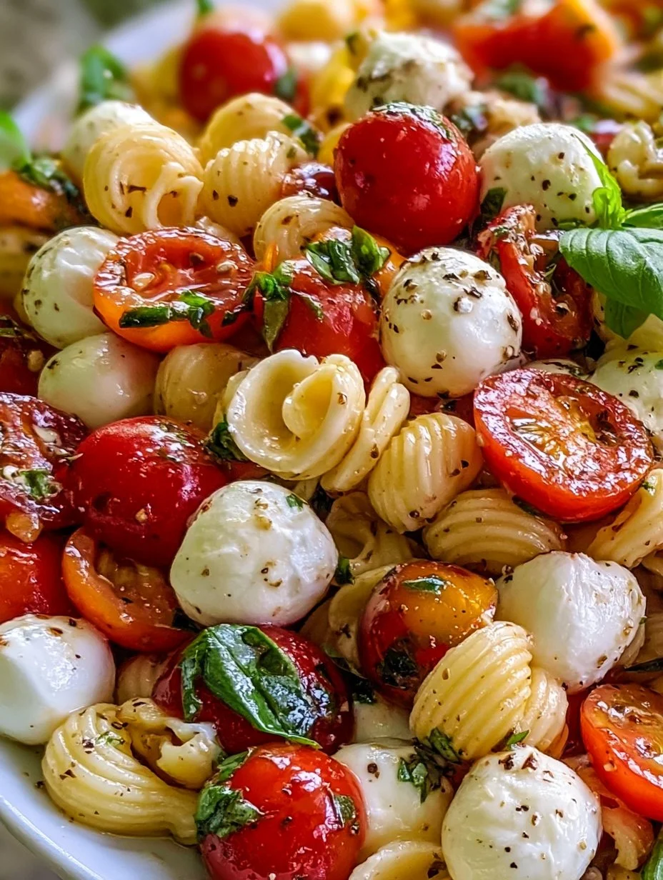 Cremiger Caprese- Pasta-Salat