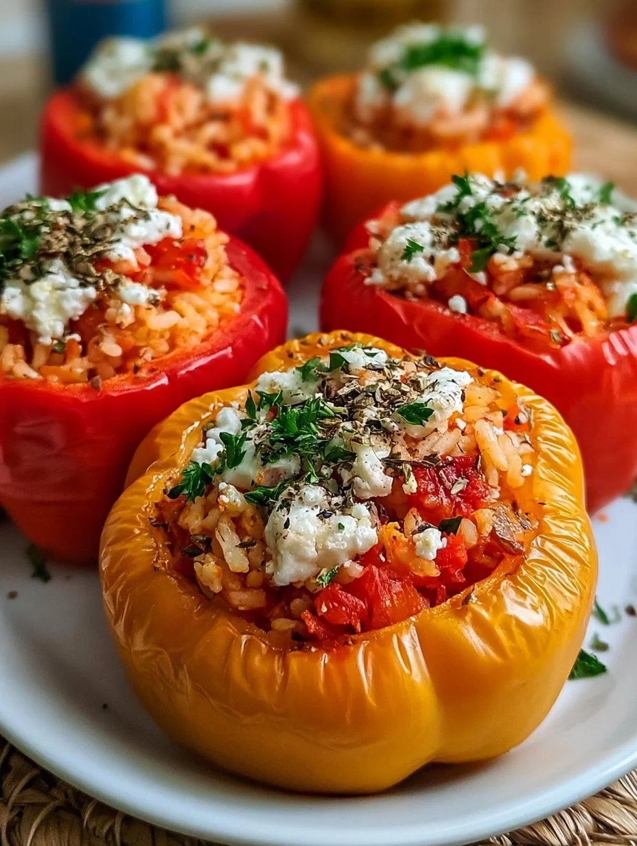 Gefüllte Paprika mit Reis und Feta