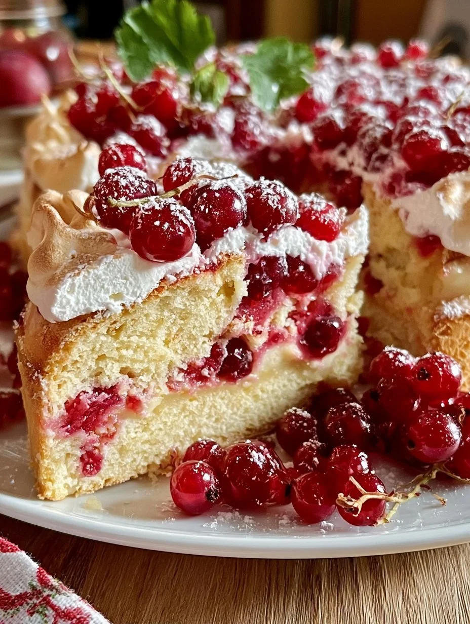 Johannisbeerkuchen mit Baiserhaube