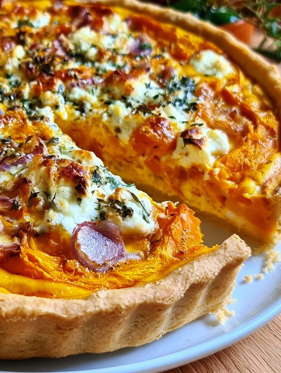 Kürbis-Quiche mit Feta