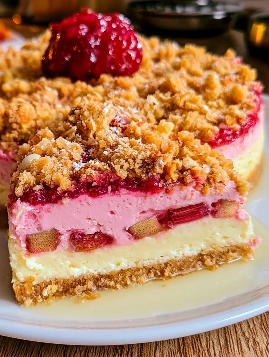 Rhabarber-Cheesecake mit Streuseln