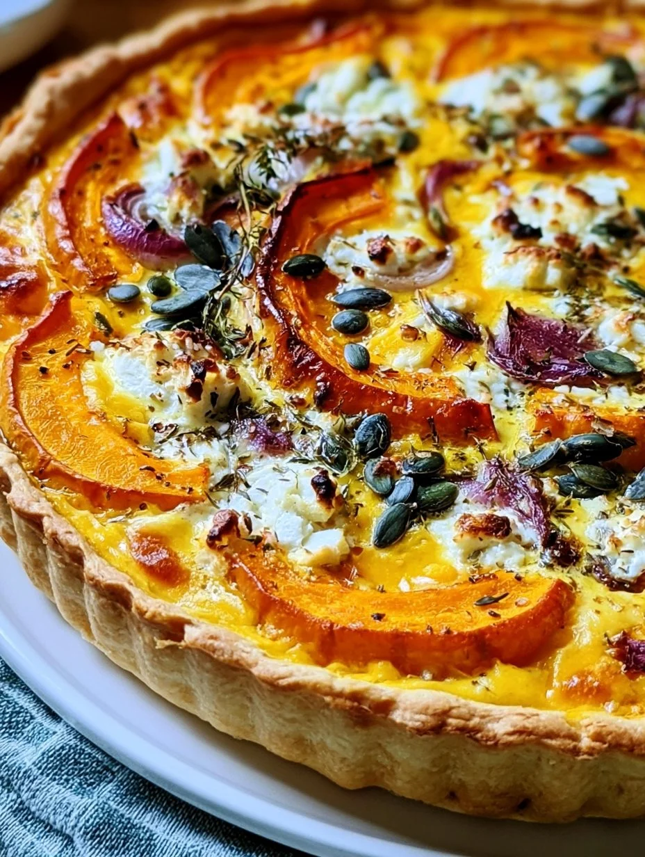 Saftige Kürbis- Quiche mit Feta