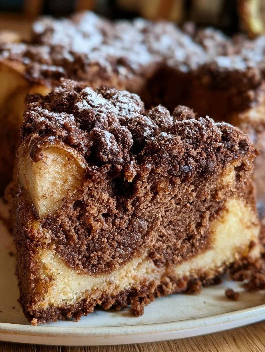 Saftiger Schokoladen- Birnenkuchen mit Schoko-Streuseln