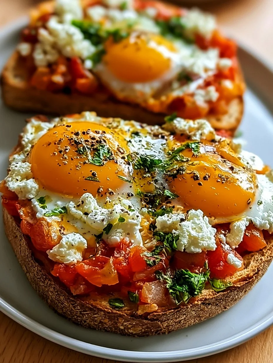 Shakshouka-Toast mit Feta-Spiegeleiern