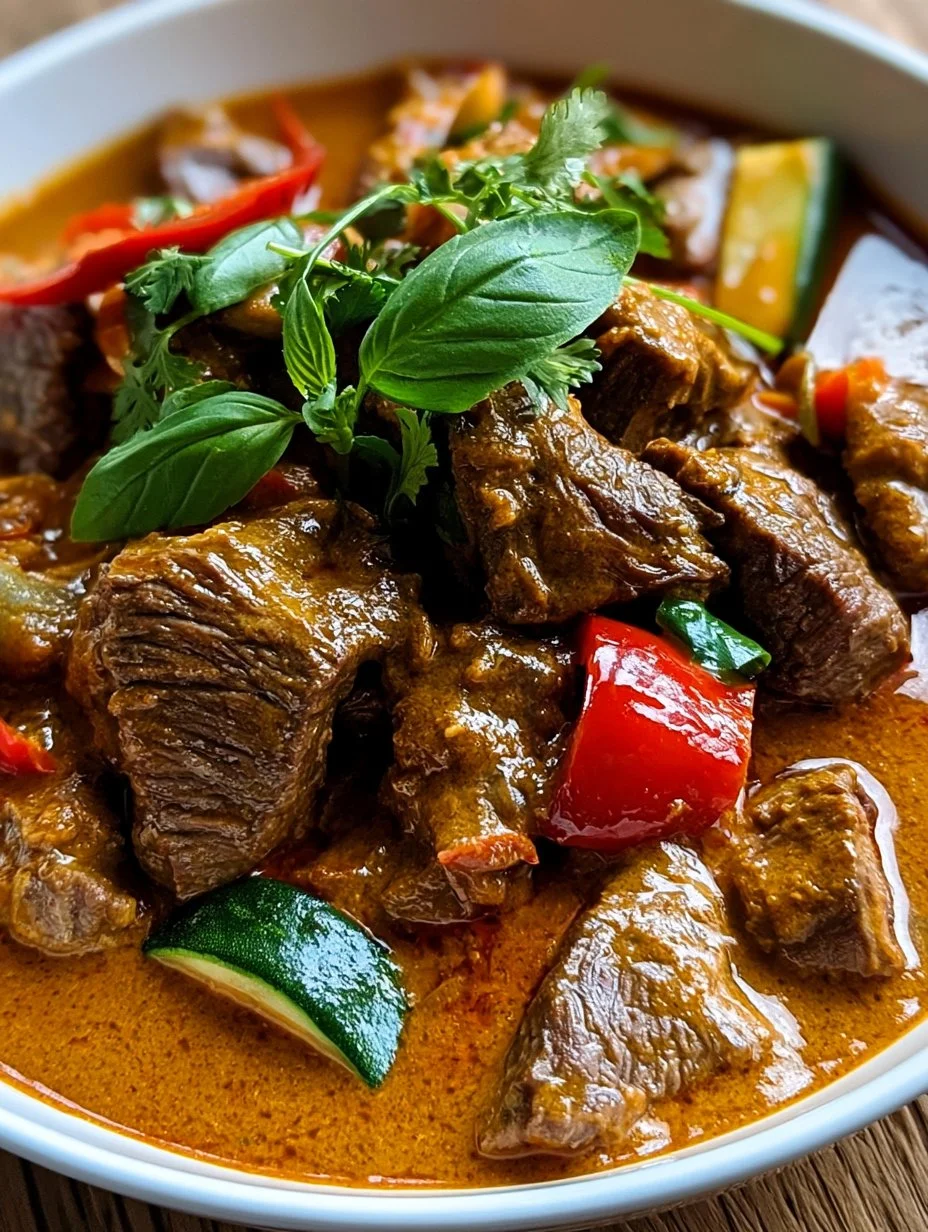 Thailändisches Rindfleisch mit roter Currysoße