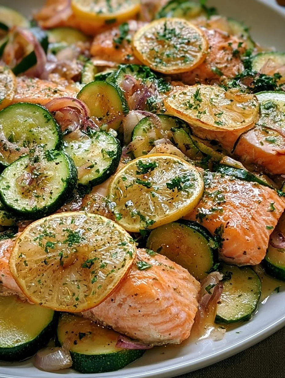 Zucchinipfanne mit Lachs