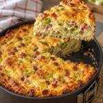 High-Protein Low-Carb Zwiebel-Lauch-Kuchen mit goldbraunem Käse