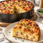 High-Protein Bauern-Quiche mit Speck und Zwiebeln, goldbraun gebacken und angeschnitten